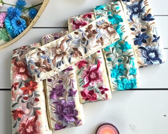 Floral Fabric Trim-Multi Colour Embroidered Sari Border, Sari Fabric-Dupattas,Quilt Silk Ribbon-Indian Fabric-Table Runner-Lehengas