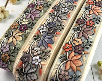 Geborduurde netstof Saree-rand - Indiase sari-versiering, kunstquilts, woondecoratie voor doe-het-zelf, jurk, rokken