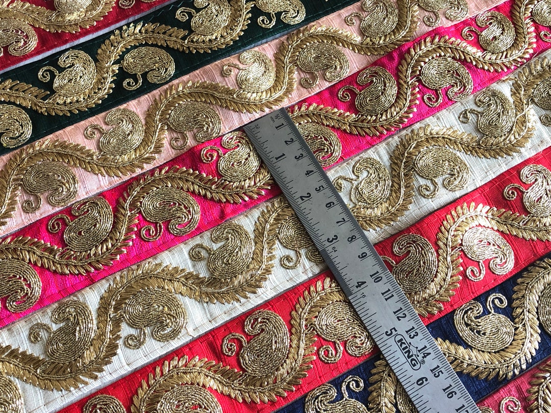 Indian Lace Trim by the Yard Embroidered Ribbon Sari Fabric - Etsy