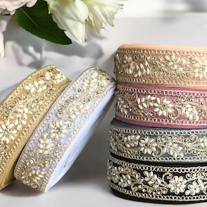 Tecido de rede saree borda renda indiana guarnição pelo quintal, tecido sari guarnição-mesa corredor-arte colcha tecido guarnição sari borda tecido de seda