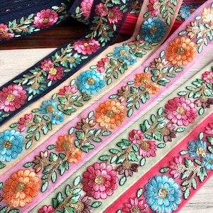 Net Fabric Saree Border Indian Lace Trim By The Yard, Sari Fabric Trim-Table Runner-Art Quilt fabric trim Sari Border Silk Fabric