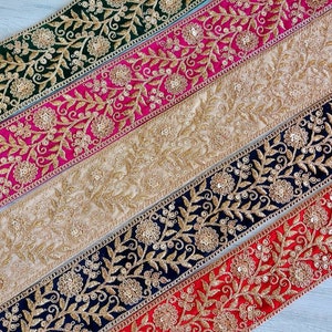 Velvet Fabric Saree Border, Indian Lace Trim By The Yard, embroidered Ribbon Sari Fabric Trim, Indian Lehenga Skirt, Sari Border