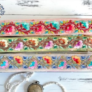 Bestickter Netzstoff, Spitzenborte, Brautkleid, Hochzeitskleid, Sari Borte, Saree-Stoff, Art Quilt, indische Borte, Meterware, Tischläufer