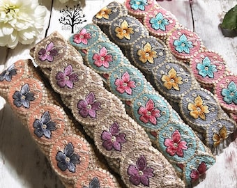 Cut-Work-Indian Lace Trim By The Yard-Embroidered Ribbon-Sari Fabric Trim