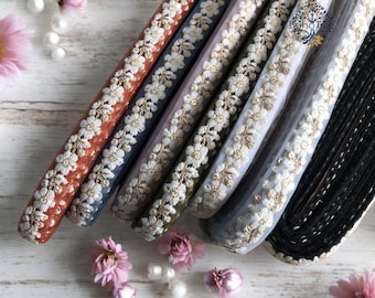 Tkanina siatkowa, bordiura do sari, indyjska koronkowa lamówka cięta na wymiar, bordiura do sari, bieżnik stołowy, lamówka do pikowanych tkanin artystycznych, bordiura do sari, jedwabna tkanina