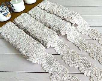 Netstof Saree-rand Indiase kantversiering op maat gesneden, Sari-stofbekleding - tafelloper - kunst quiltstofafwerking Sari-rand zijdestof
