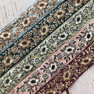 Indian Embroidered Sari Fabric Trims and Laces Boho Delights for Dressmaking, Home Decor, and Junk Journals