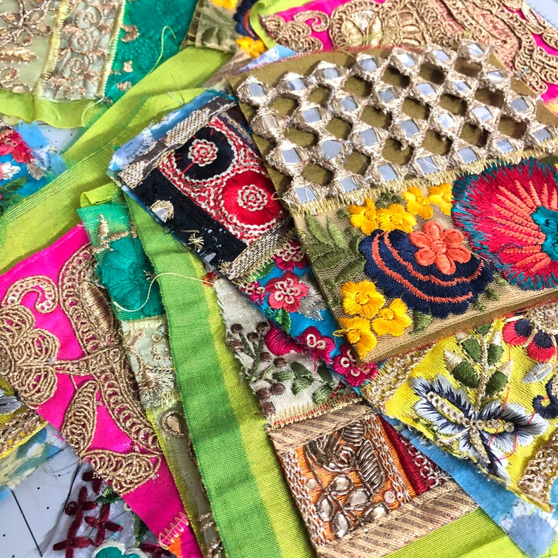 Fabric remnants sari fabric scraps silk fabric scraps sari Etsy