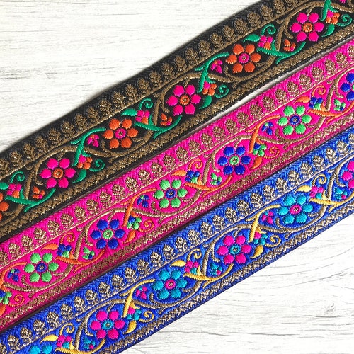 6 Ribbon Mix) Grosgrain Ribbon Printed Lovely Floral Lace Fabric