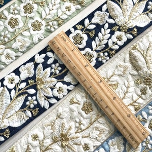 Silk Fabric Trim-Multi Colour Embroidered Sari Border-Silk Sari Fabric-Dupattas,Quilt Silk Ribbon-Indian Fabric-Table Runner-Lehengas image 4