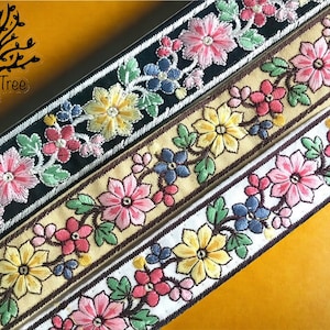 Cinta de adorno de tela Sari bordada para ropa boho-Vestido de novia-Sari Border-Saree Border-Indian Trim cortado a tamaño-Table Runner