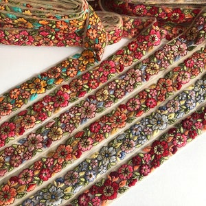 Net Fabric -Indian Embroidered Lace- Indian Traditional Fabric Embellishment Trim By The Yard- Art Quilt fabric trim-Sari Border Silk Fabric