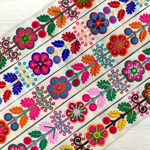 Brocade Fabric Trim-Woven Jacquard Fabric Trim-Flower Design Sari Border, Dog Collars Silk Ribbons Bohemian Decor Table Runner-Quilts