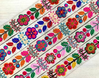 Brocade Fabric Trim-Woven Jacquard Fabric Trim-Flower Design Sari Border, Dog Collars Silk Ribbons Bohemian Decor Table Runner-Quilts