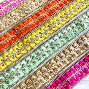 Saree Borte, indische Spitzenborte Meterware, bestickte Borte, Sari Borte, Seidenband