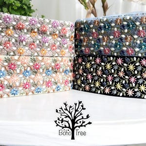 Floral Netzstoff Trim-Multi Color bestickt Sari Borte-Gewebe Lace-Trim-Schüttgut