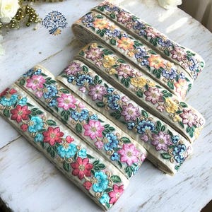 Bordado Sari de Tecido Bordado Bordado de Tecido Indiano por metro para Vestido de Noiva Estilo Boho como Lehengas, Dupatta, Artesanato Boho, Diários