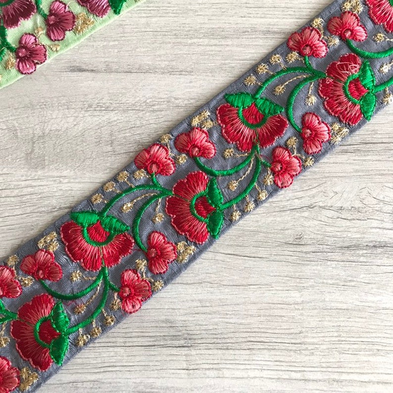 Silk Ribbon Silk Fabric Trim Embroidered Trim Sari Border Etsy
