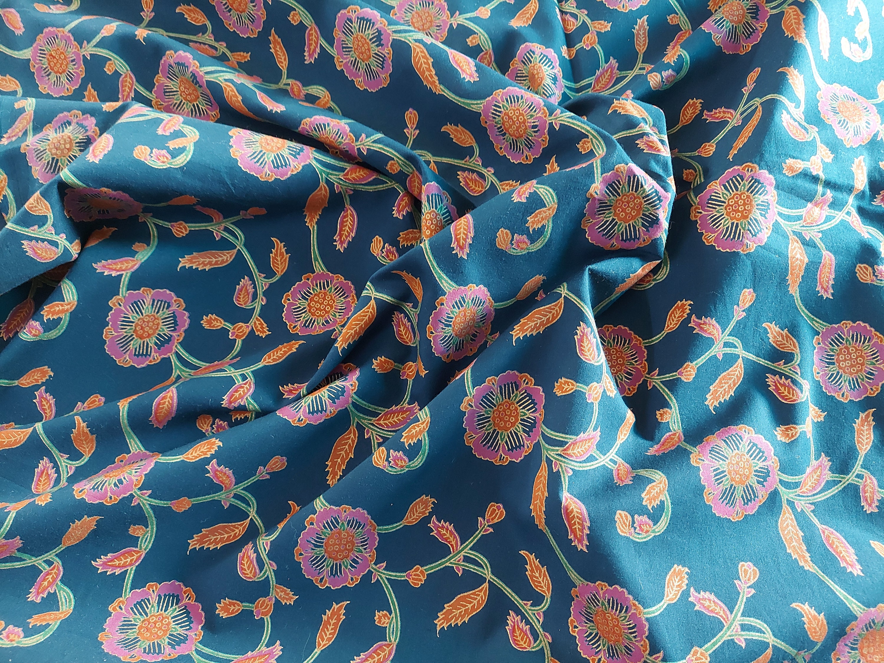 Hand ScreenPrinted 100 Fine Cotton FabricIndian Traditional Etsy