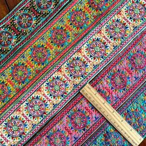 Saree Border Indian Lace Trim By The Yard, embroidered Ribbon Sari Fabric Trim-Table Runner-Art Quilt fabric trim Sari Border Silk Fabric 画像 2