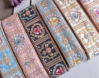 Geborduurde stoffen kanten rand | 2 inch Indiase etnische rand voor saree, lehenga, blouse, dupatta, naaien en doe-het-zelvers
