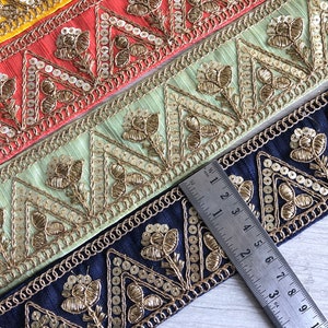 Embroidered Indian Trim by the Yard Indian Fabric Trim Sari Border ...