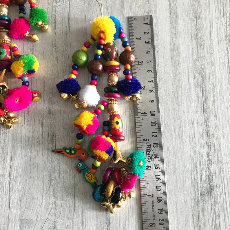 Wedding Lehenga Dupatta Latkan-Multi colored Pom Pom Ethnic Tassel-Gypsy Kutch Tassels-CHARMS /& Decoration-Beads Stones mirror camel swag