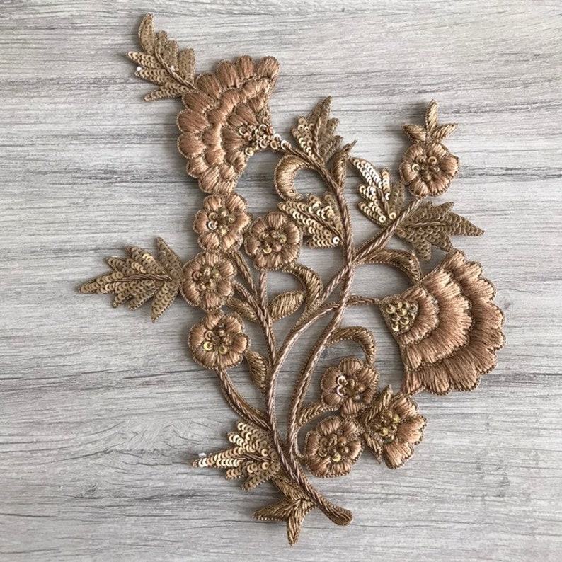 Floral Design Fabric Pearls AppliquéSew on AppliqueSilk Etsy