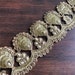 Beige Fabric Trim-Zari, Kundan Stones & Pearls Embroidered Sari Border-Cut Work Embridery-Dupattas-Indian Fabric-Table Runner-Lehengas