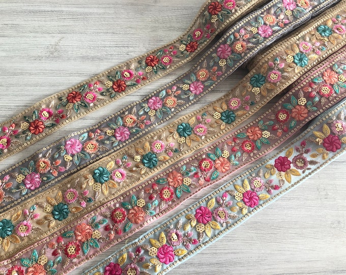 Saree Border Indian Lace Trim by the Yard Embroidered Ribbon - Etsy