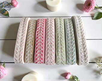 Haftowana siateczka kwiatowa, lamówka cięta na wymiar, bordiura sari (1,5 cala)