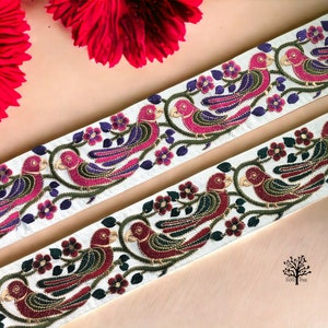 Multicolore Boho Tissu Trim-Art Quilt Table Runner-Brodé Soie Sari Ruban Bordure-Soie Sari Tissu-Inde Tissu Garniture par cour