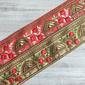 Floral Fabric Trim-multi Colour Embroidered Sari Border-silk - Etsy
