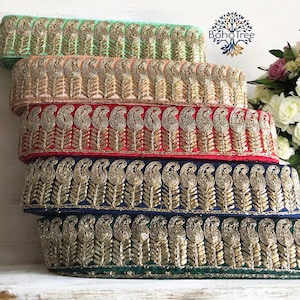 Tissu sari brodé ZARI-Tissu de courtepointe artistique-Tissu de soie finitions