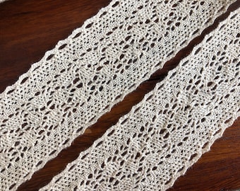 Cotton Lace, Vintage Style Lace Trim By The Yard, Cotton Guipure Lace Trimming, Crochet Lace, Wedding Dress Lace, Bridal Dress Fabric Trim