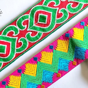 Embroidered Indian Trim By The Yard Indian Fabric Trim Sari Border Craft Ribbon Sari Fabric Trimming Sewing Tape, Costume trim Silk Ribbons