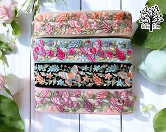 Net Fabric Saree Border Indian Lace Trim By The Yard, Sari Fabric Trim-Table Runner-Art Quilt fabric trim Sari Border Silk Fabric