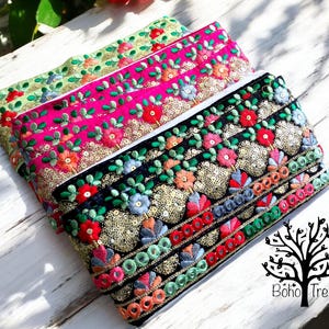 Saree-rand Indiase kantversiering op maat gesneden - geborduurde rand Sari-stofversiering - kunstquiltstofversiering Sari-rand zijden lint