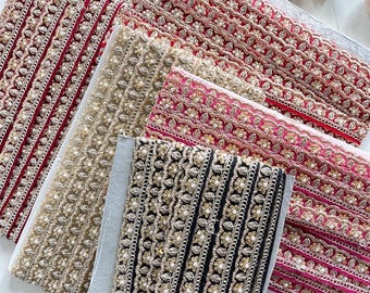 Perlen Netzstoff Besatz Zari Gestickt-2 Cms Zoll Sari Borte für DIY Crafts-Boho Röcke-Hochzeitskleid