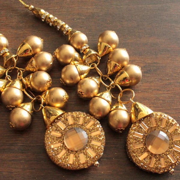 2 Lehenga Dupatta Latkans-Beads Stones Mirror Ethnic Tassel-Gypsie Kutch Tassels-Pom Poms Tassels-Holiday Decoration-Hangings-
