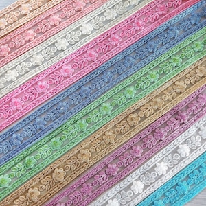 Netstof Saree-rand Indiase kantversiering op maat gesneden, Sari-stofbekleding - tafelloper - kunst quiltstofafwerking Sari-rand zijdestof