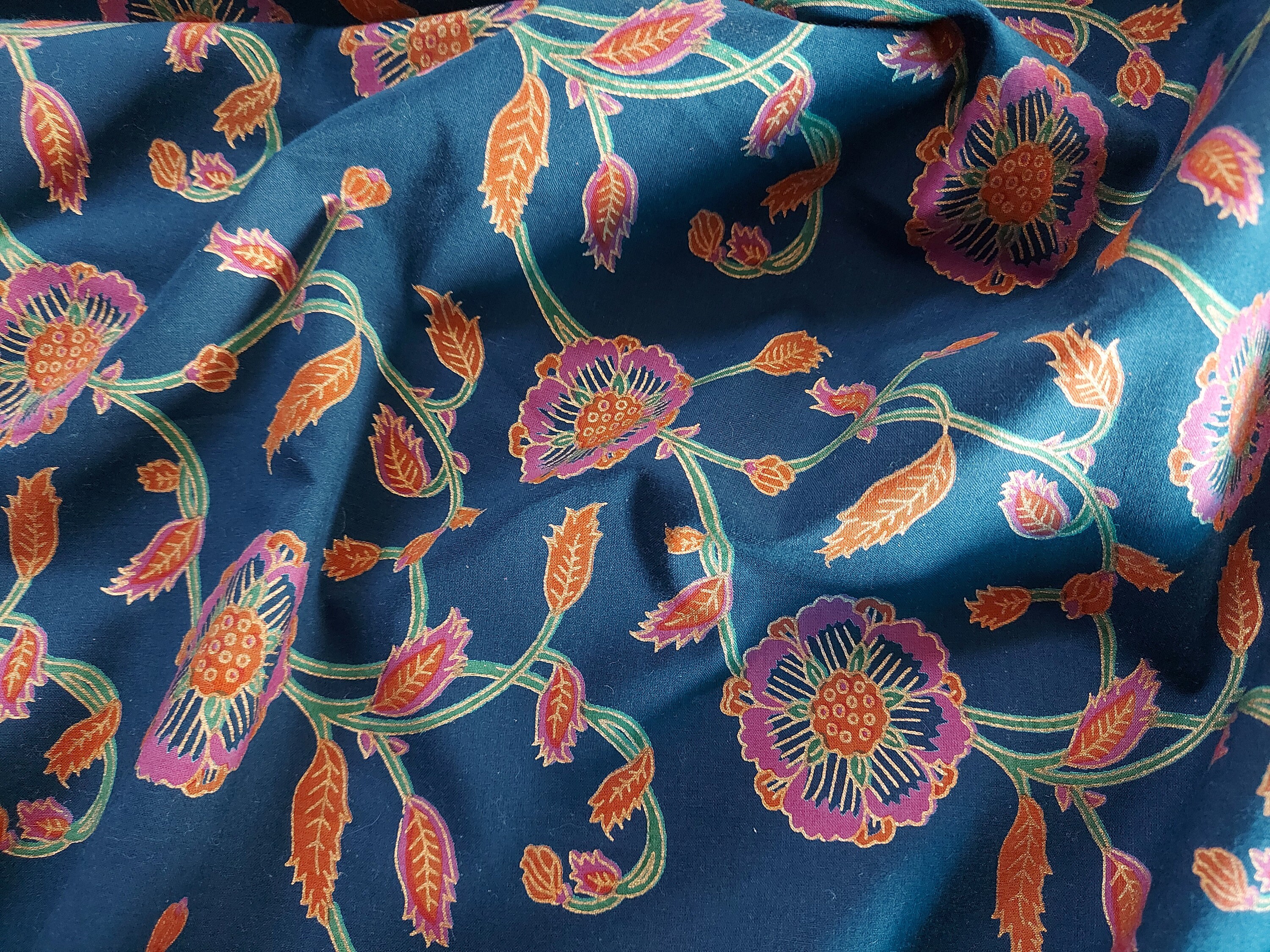 Hand ScreenPrinted 100 Fine Cotton FabricIndian Traditional Etsy