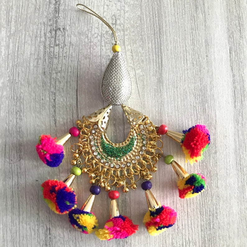 Wedding Lehenga Dupatta Latkan Multi Colored Pom Pom Ethnic Etsy