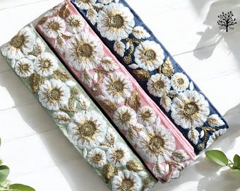 Geborduurde bloemen sari-stofversiering, rommeljournaalversiering voor doe-het-zelf, rommeldagboek