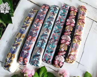 Netstof Saree-rand Indiase kantversiering op maat gesneden, Sari-stofbekleding - tafelloper - kunst quiltstofafwerking Sari-rand zijdestof
