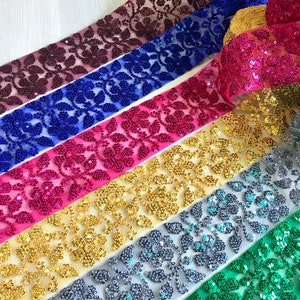 Floral Netz Stoff Trim-Multi Farbe gestickt Sari Borte-Seide Sari Stoff-Dupattas,Quilt Seide Band-Indischer Stoff-Tischläufer-Lehengas