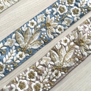 Silk Fabric Trim-Multi Colour Embroidered Sari Border-Silk Sari Fabric-Dupattas,Quilt Silk Ribbon-Indian Fabric-Table Runner-Lehengas image 5