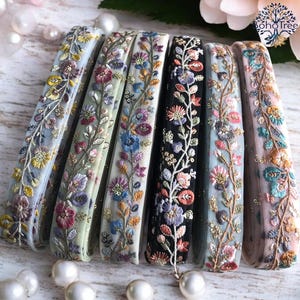 Tecido de rede Saree Border Indian Lace Trim By The Yard, Sari Fabric Trim-Table Runner-Art Quilt fabric trim Sari Border Silk Fabric