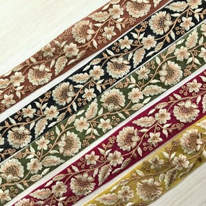 Floral Net Fabric Trim-Multi Colour Bordado Sari Borde-Seda Sari Fabric-Dupattas,Quilt Silk Ribbon-Indian Fabric-Table Runner-Lehengas imagen 2