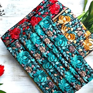 Silk Ribbon, Silk Fabric Trim, Embroidered Trim, Sari Border, Sari Fabric, Art Quilt, India Fabric Trim By The Yard, Table Runner, Lehenga